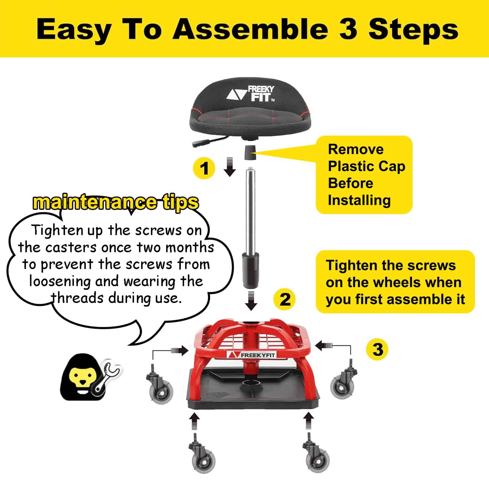 Taburete de trabajo rodante FreekyFit para garaje con - Imagen 9