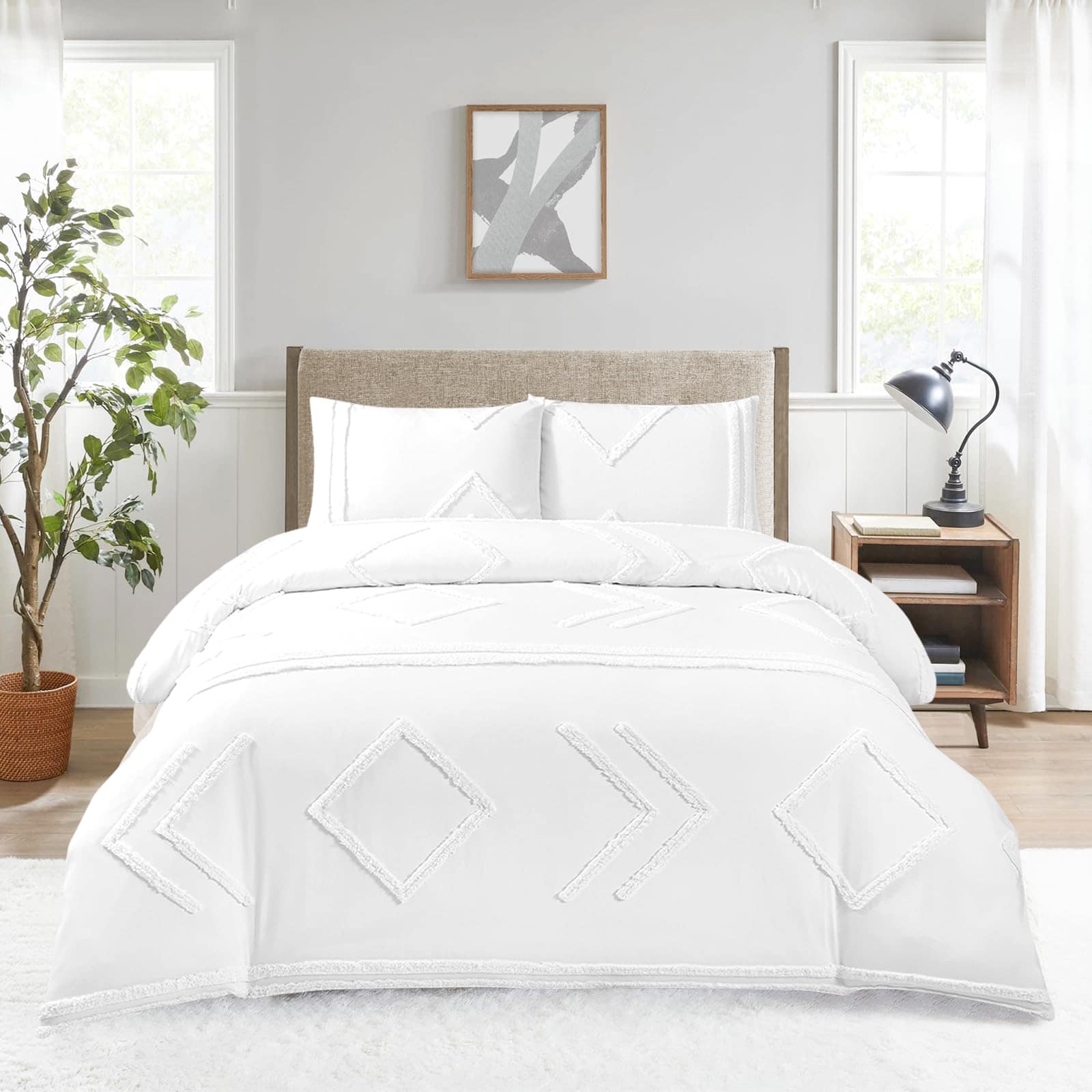 Juego de Funda Nórdica con Acolchado Blanco de Estilo