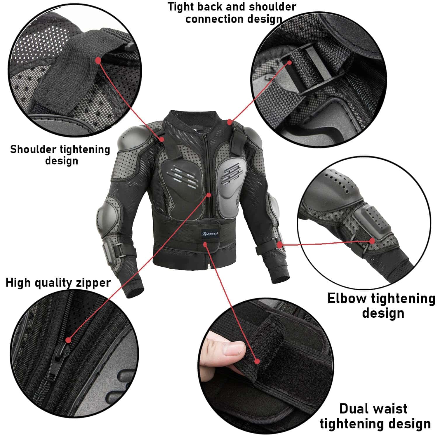 Chaqueta de armadura completa para motocicleta para niños, - Imagen 6