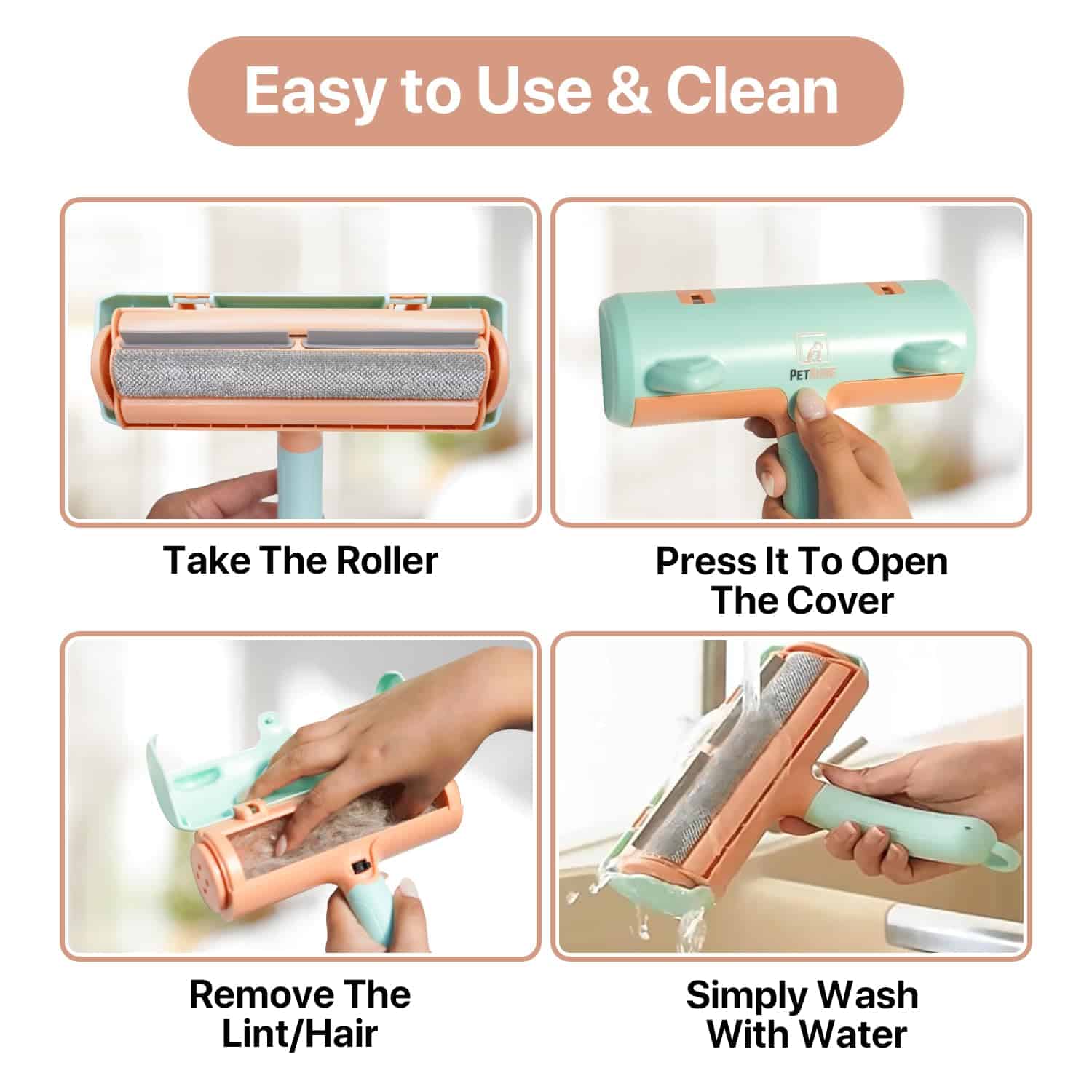 Removedor de Pelos de Mascotas PetKube y Rodillo Adhesivo - Imagen 4