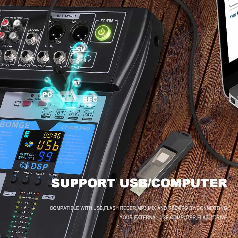 Consola Mezcladora Profesional BOMGE de 8 Canales con - Imagen 8