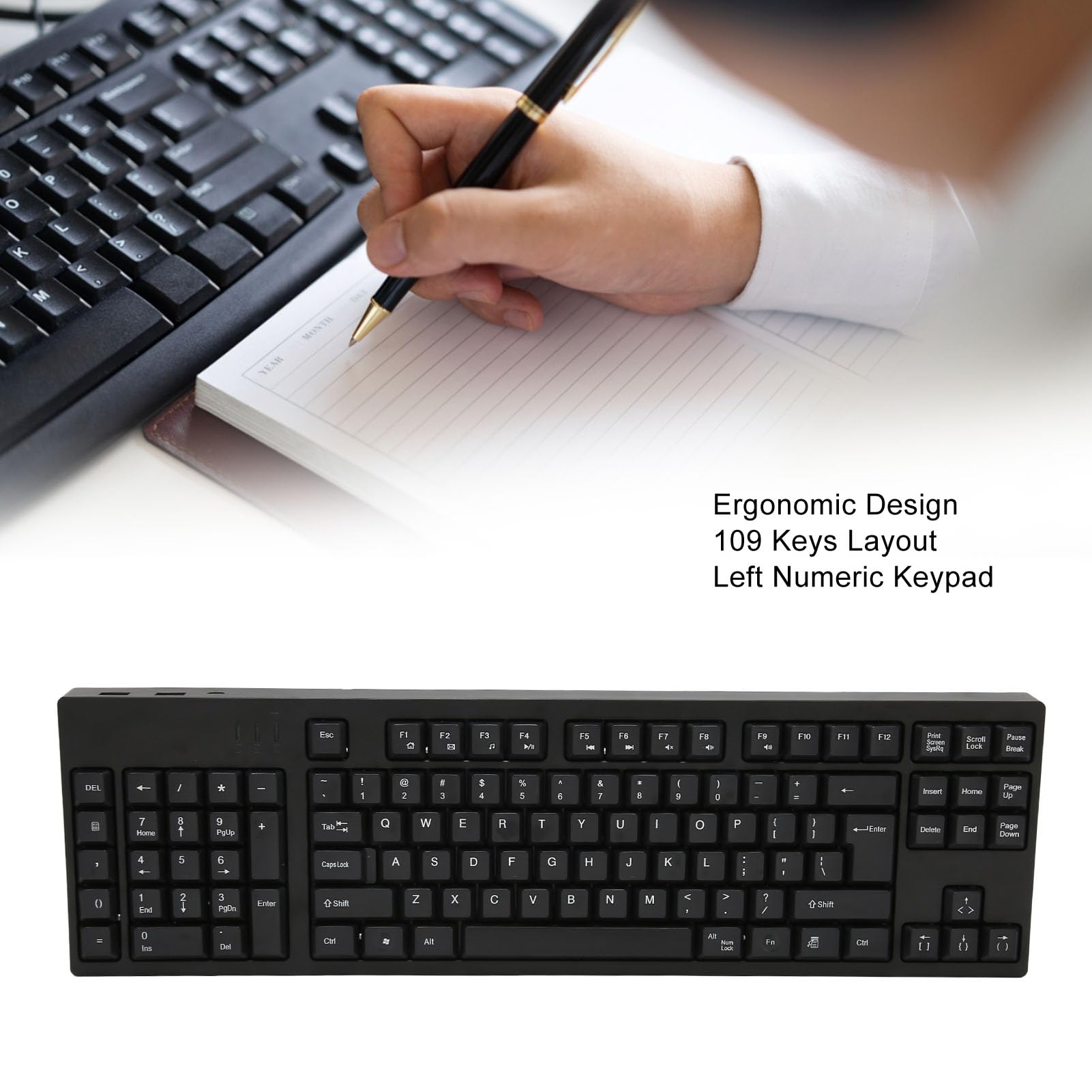 Teclado para Zurdos, Teclado Mecánico de 109 Teclas con - Imagen 3