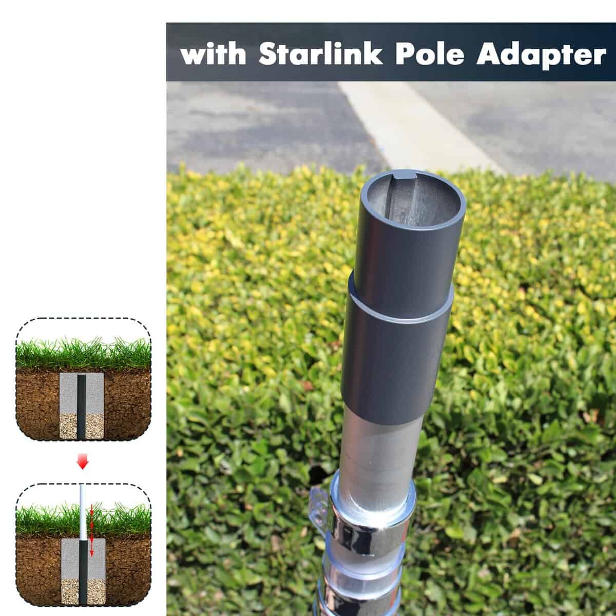 Poste telescópico de EEZ RV Products con adaptador Starlink - Imagen 4