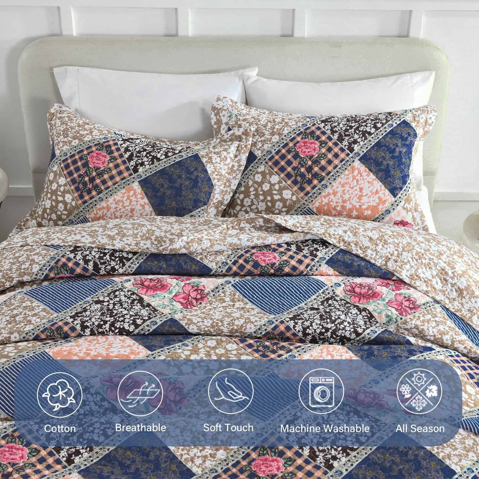 Colcha extragrande de 102x120 pulgadas - -Brown/Navy - Imagen 7