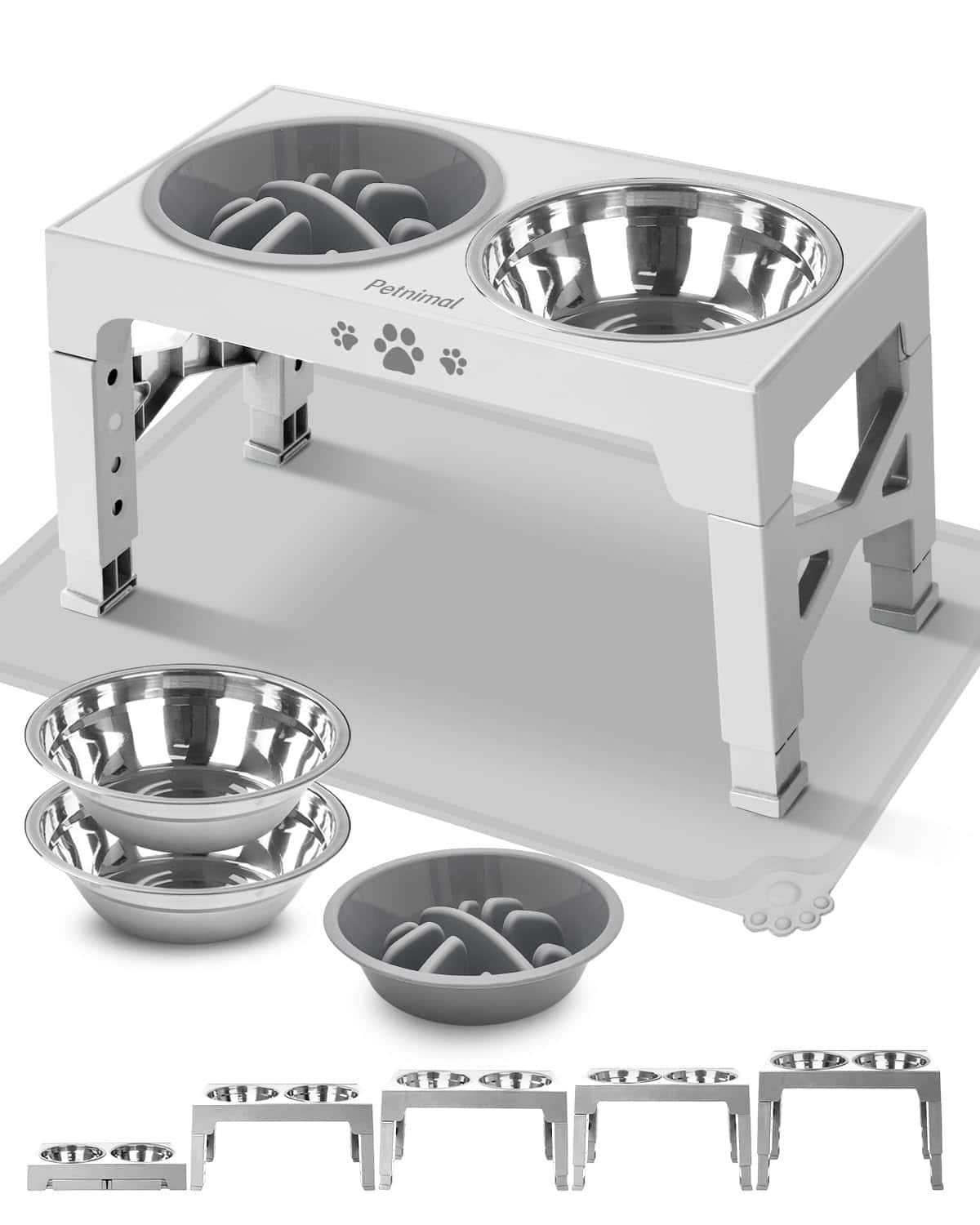 Comedero Elevado para Perros Petnimal, 5 Alturas Ajustables