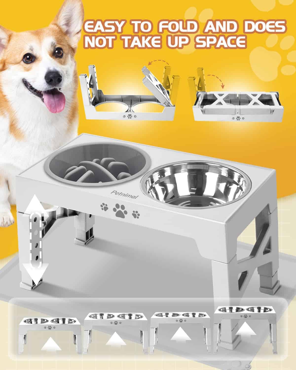 Comedero Elevado para Perros Petnimal, 5 Alturas Ajustables - Imagen 7