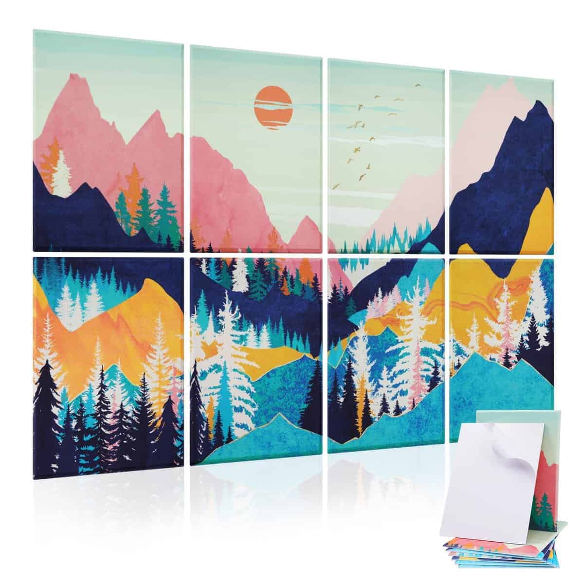 Tutmyrea 8 Pack Paneles Acústicos de Arte, -Árbol de Bosque