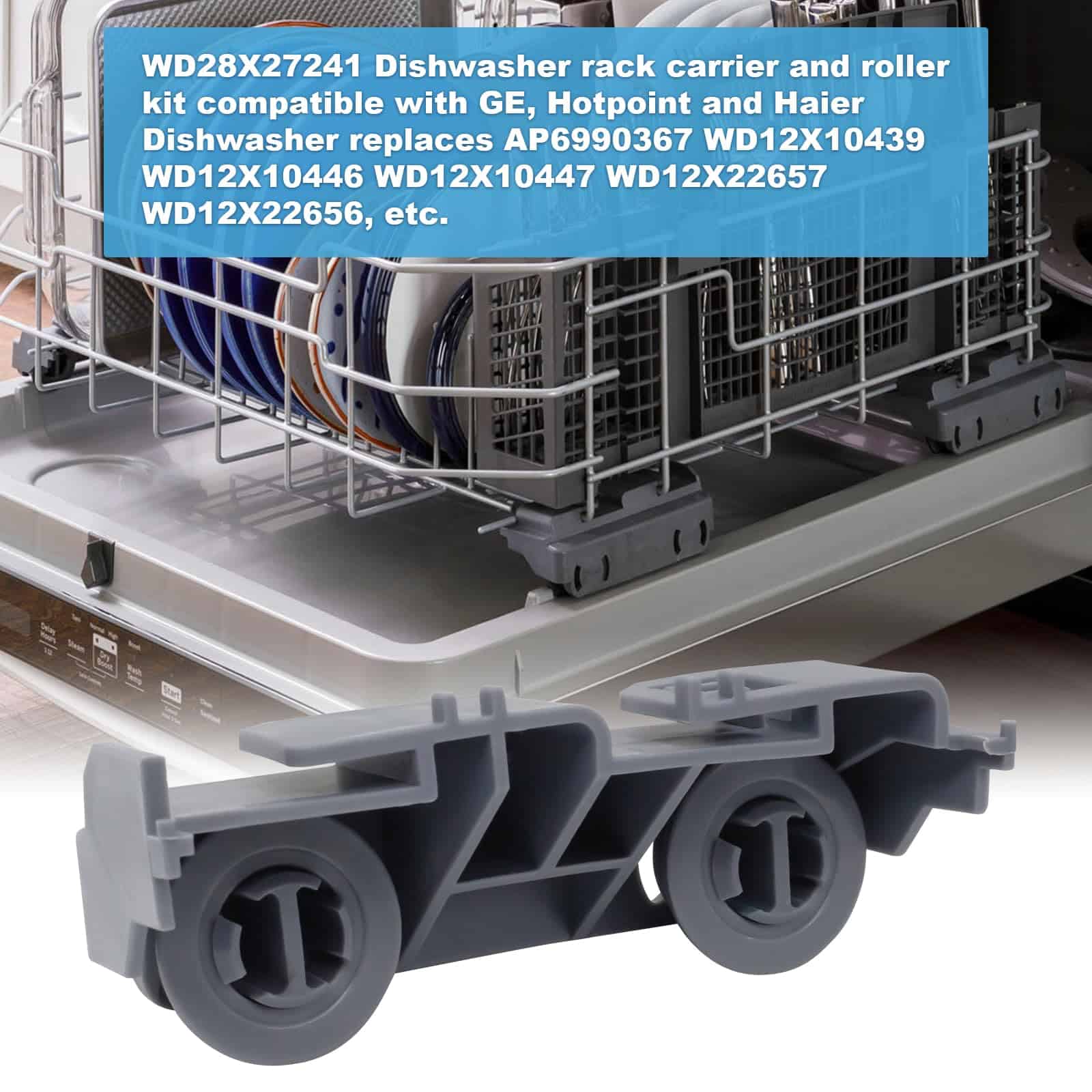 Kit de portacarros y rodillos para lavavajillas WD28X27241 - Imagen 7