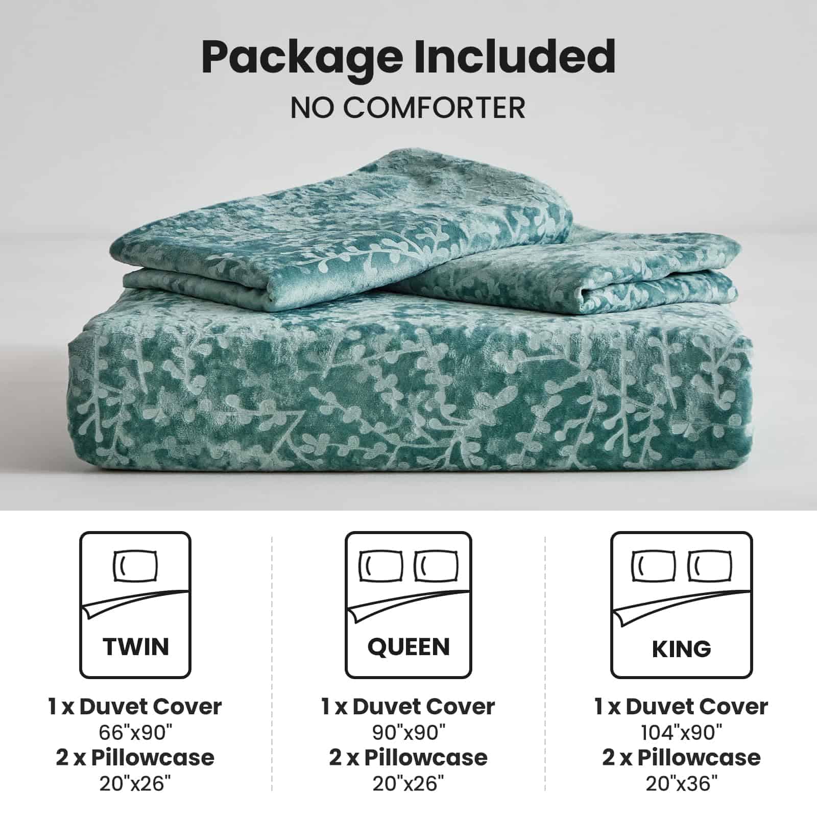 Juego de Funda de Edredón de Terciopelo WARMDERN King Verde - Imagen 9