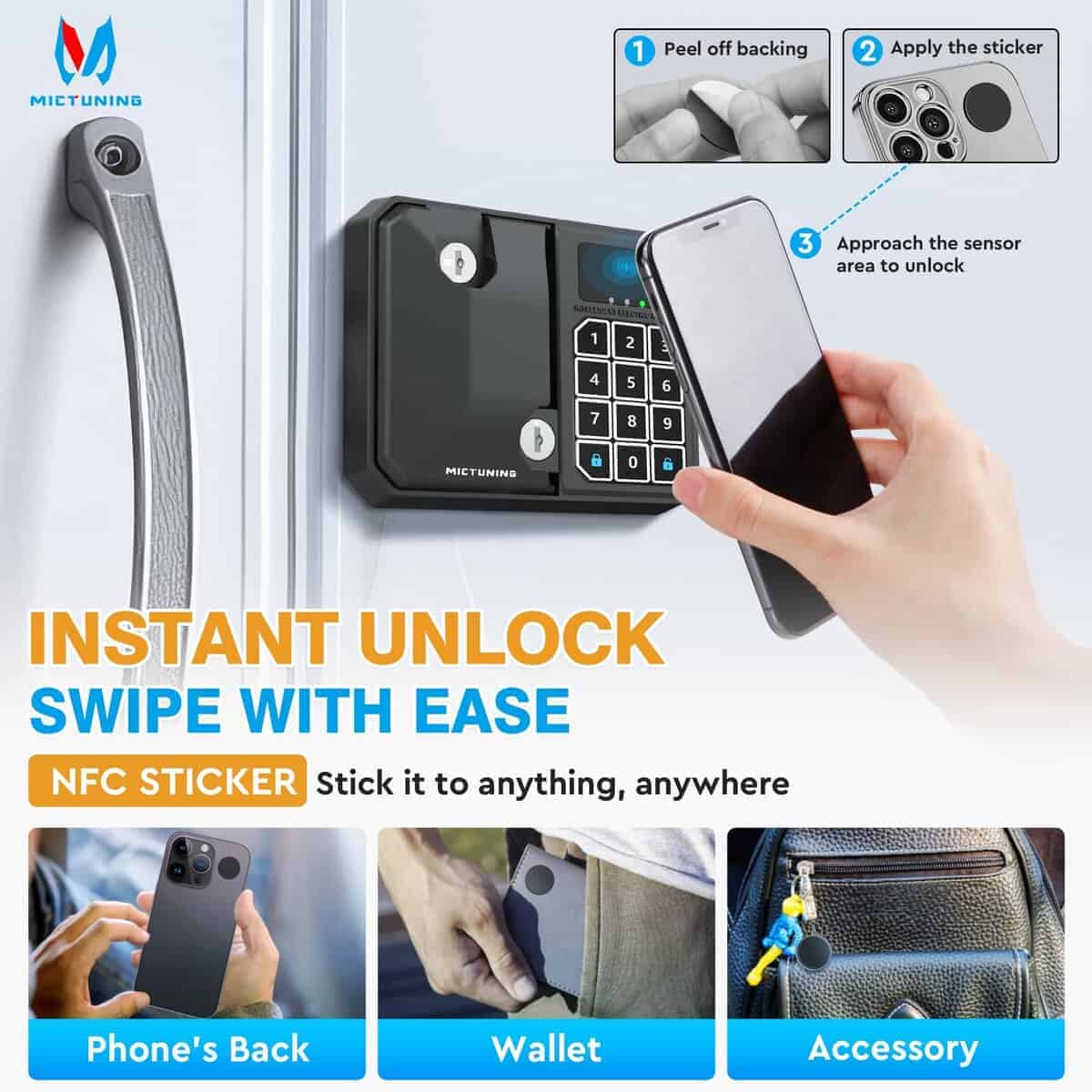 Cerradura de Puerta sin Llave para RV MICTUNING, Negra, - Imagen 5