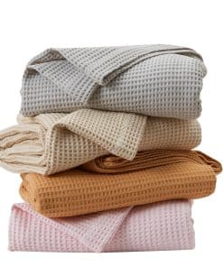 Manta de algodón 100% para cama King - Textura de gofre en