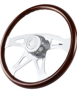 Volante de Madera de 18" para Camión Chrome 4 Radios, para