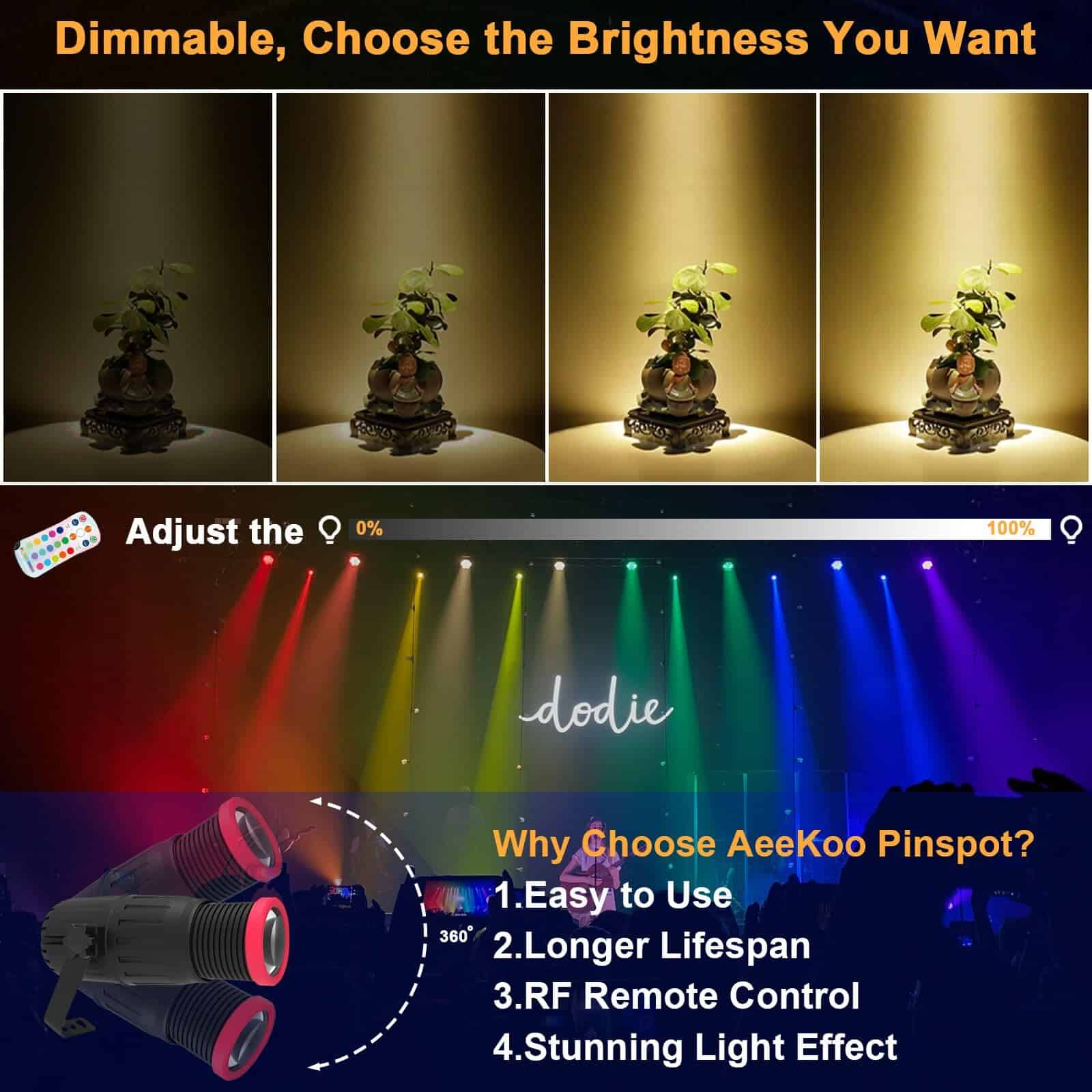 AeeKoo Pinspot Lights, Enfoque Manual 18W Foco de Bola de - Imagen 5