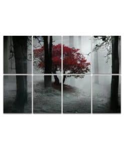 Paneles acústicos de arte, bosque rojo de árboles Panel