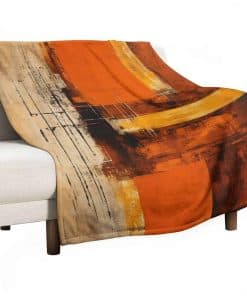 Manta de Tiro para Sofá Abstracto en Tonos Naranja y Marrón