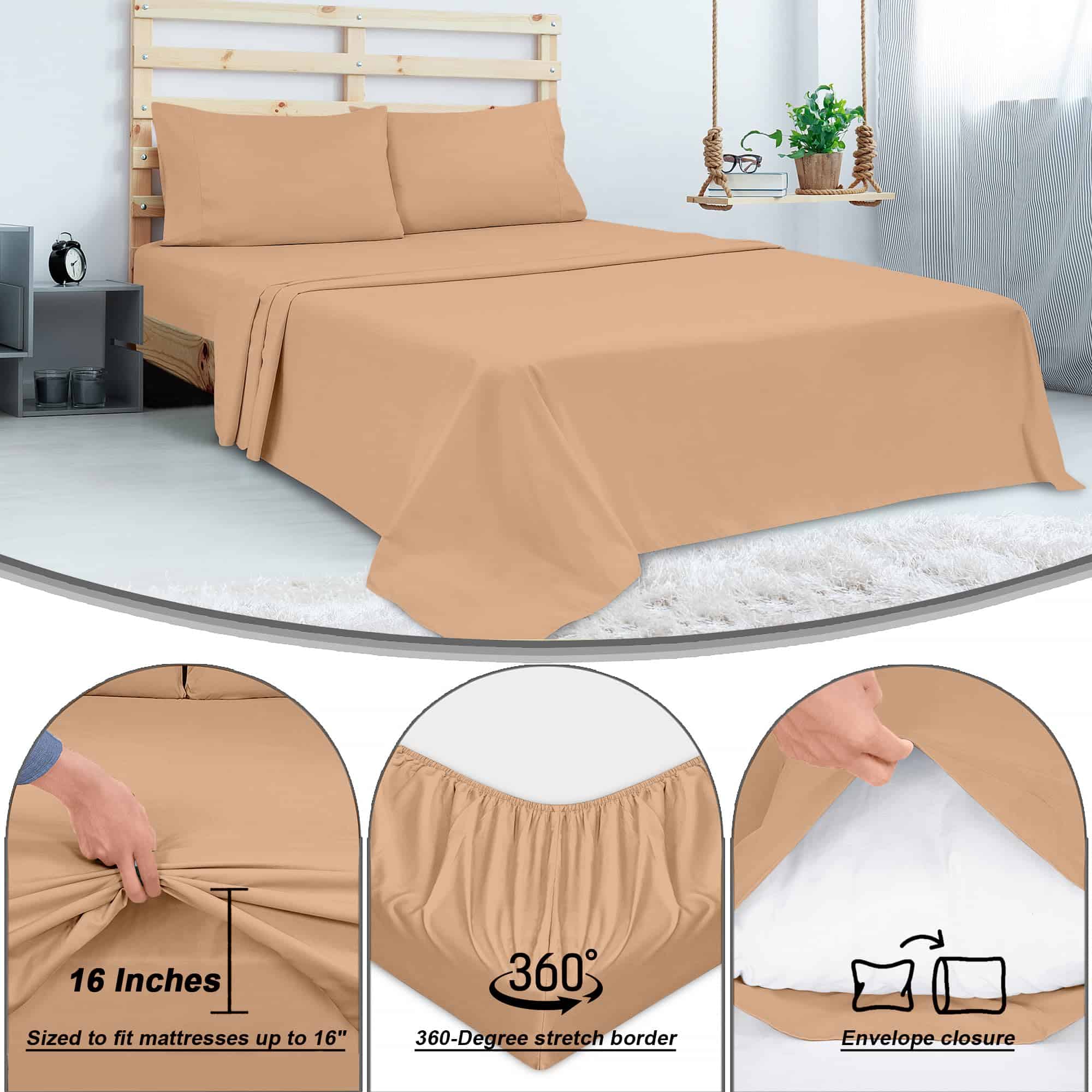 Juego de sábanas de algodón peinado 100% 300 hilos Royale - Imagen 6