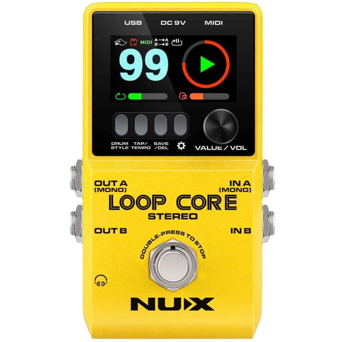 Pedal de Loop para Guitarra Estéreo NUX Loop Core, 6 horas