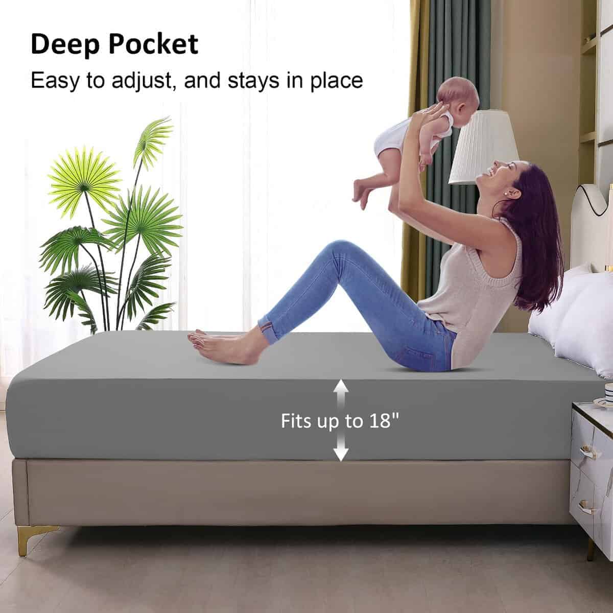 Protector de colchón impermeable King, -Gris claro - Imagen 5