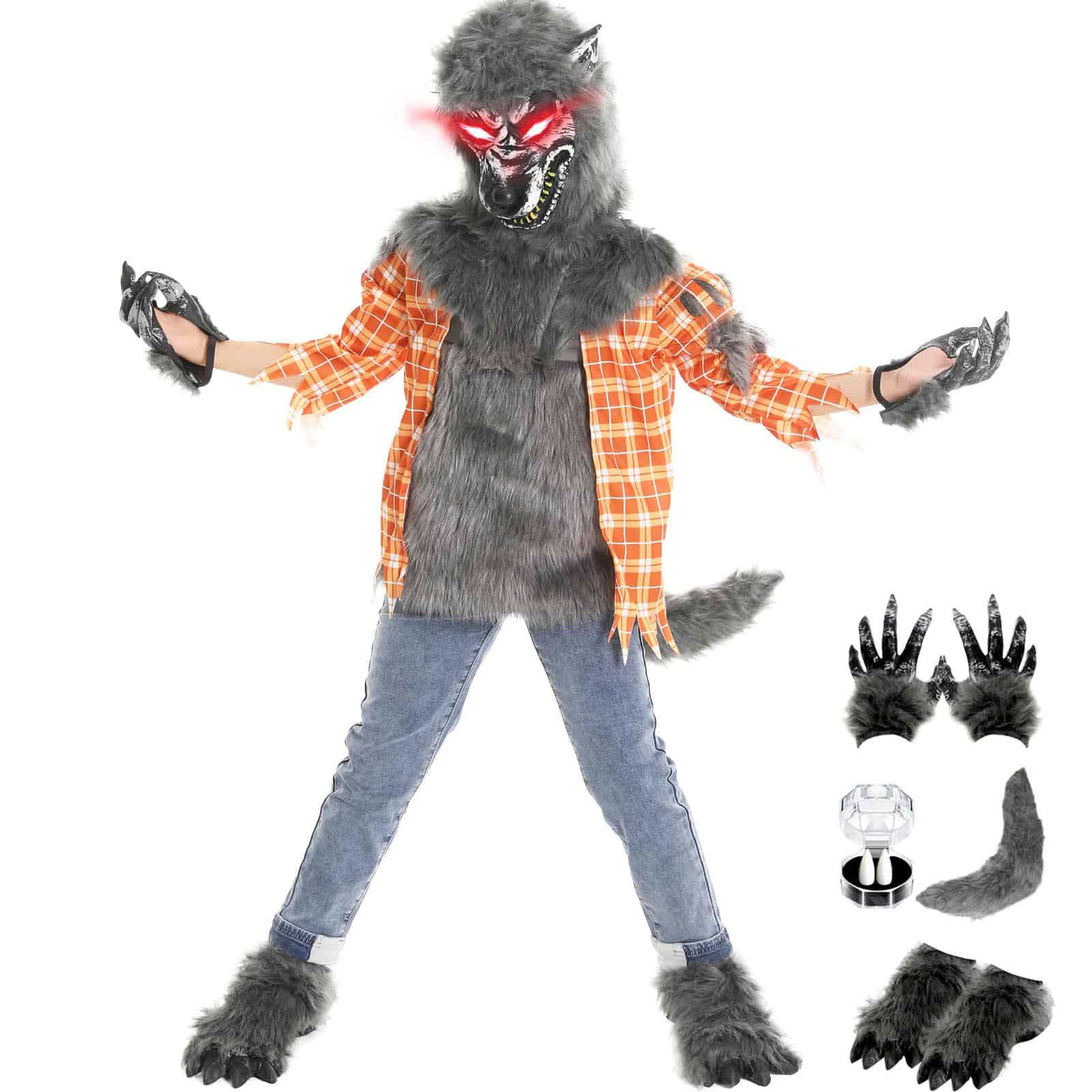 Disfraz de Hombre Lobo de Halloween para Niños, Traje de