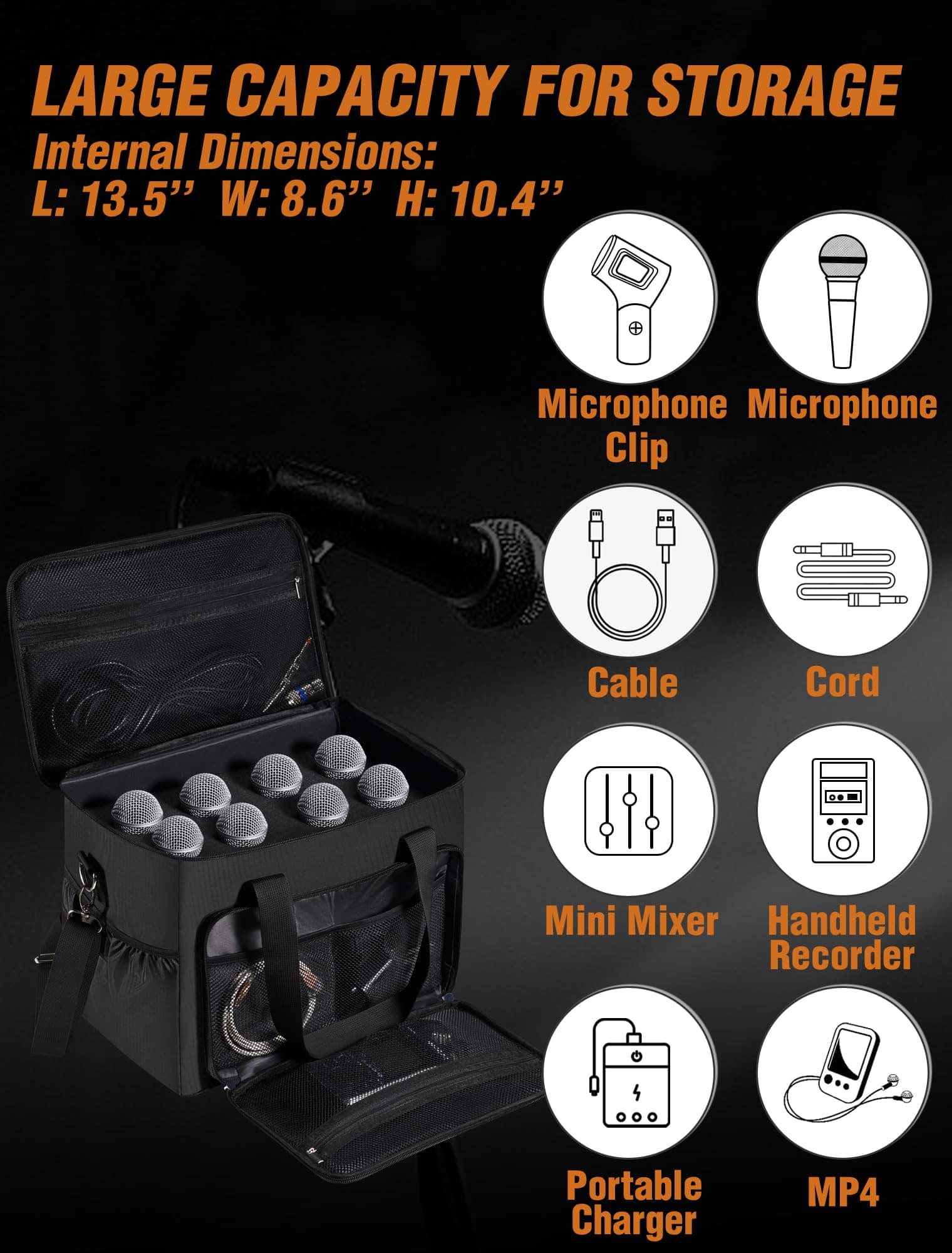 Estuche de Micrófono Musbeat para 8 Micrófonos, Estuche de - Imagen 4