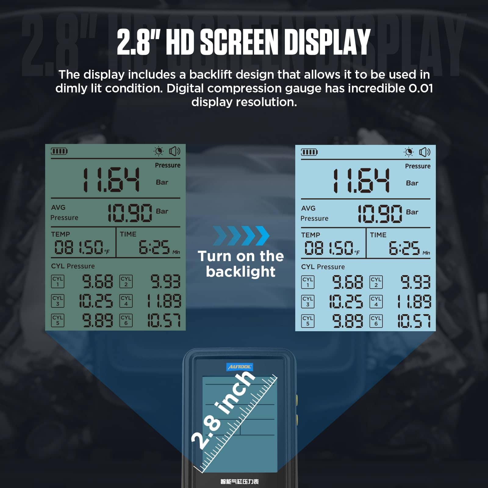 AUTOOL Probador de Compresión Digital Herramienta de Prueba - Imagen 6