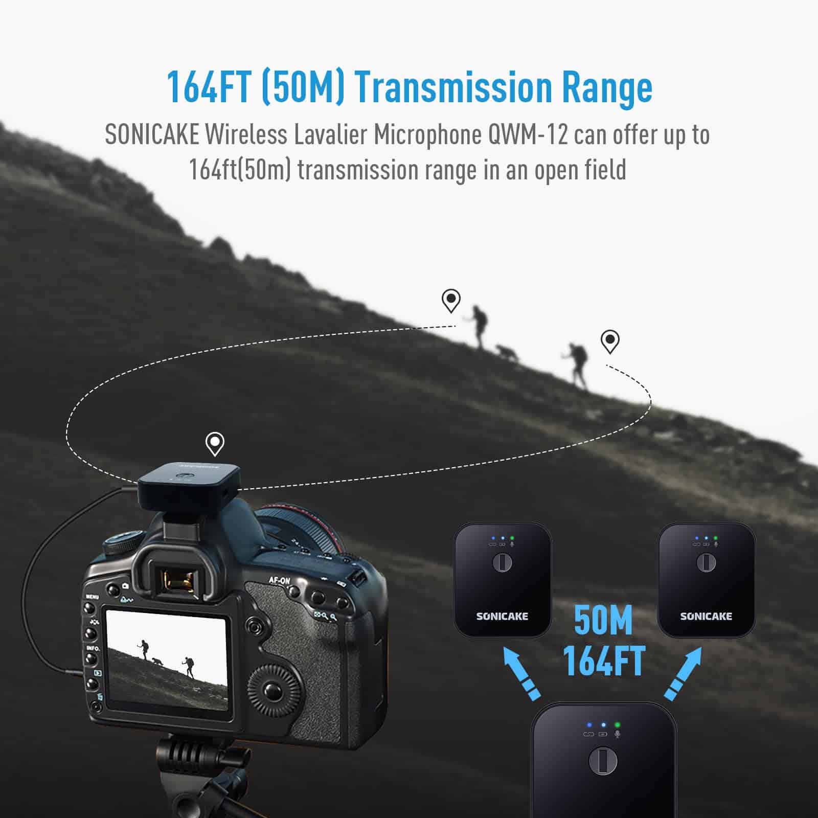 Micrófono Lavalier Inalámbrico SONICAKE 2.4GHz 164 pies/50M - Imagen 5