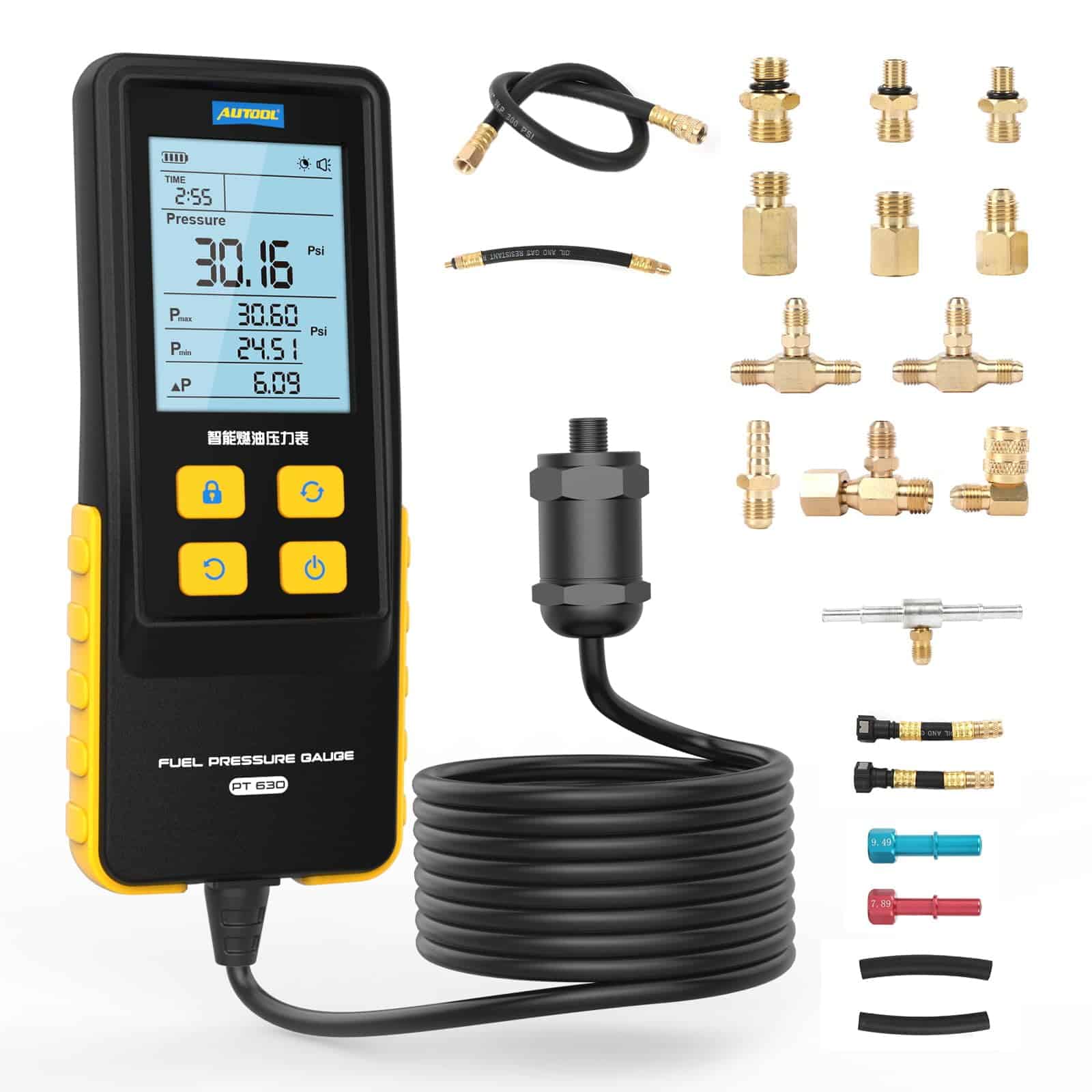 AUTOOL Medidor de presión de combustible Medidor de presión