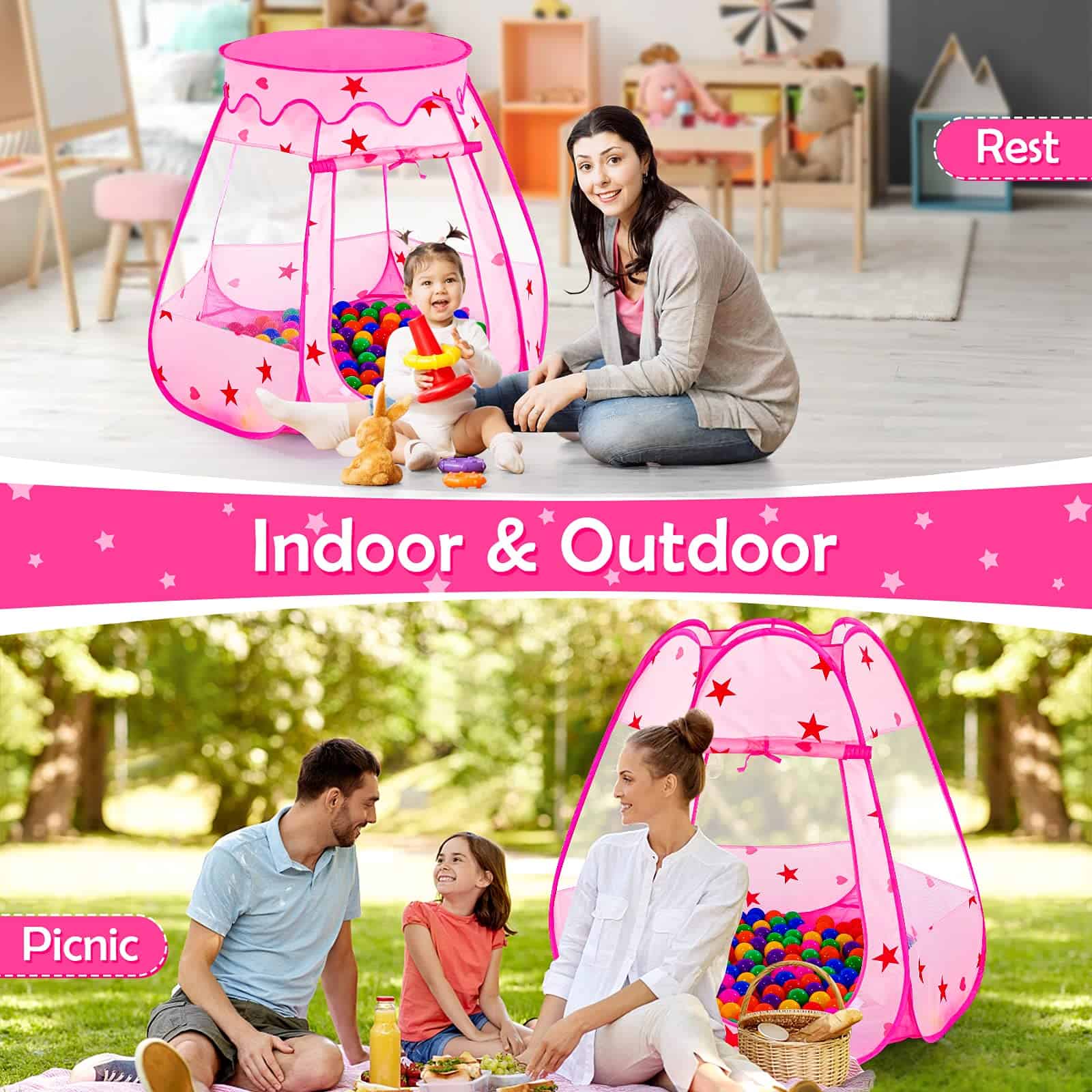 Tent de Juego para Bebés con 150 Bolas, Tienda de Campaña - Imagen 5