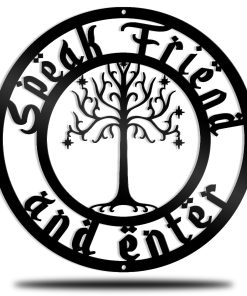 Letrero de metal Speak Friend And Enter - Decoración geek