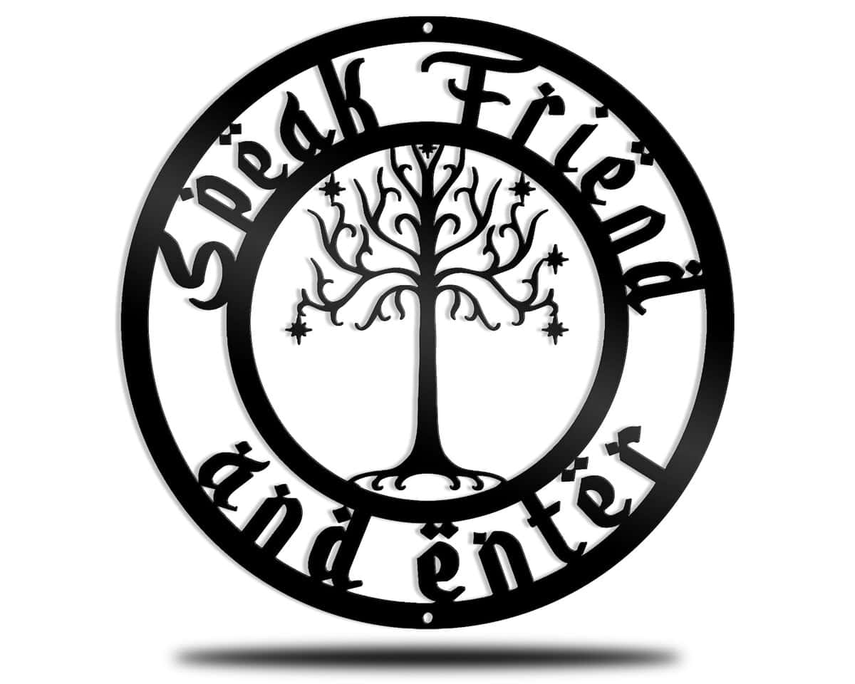 Letrero de metal Speak Friend And Enter - Decoración geek