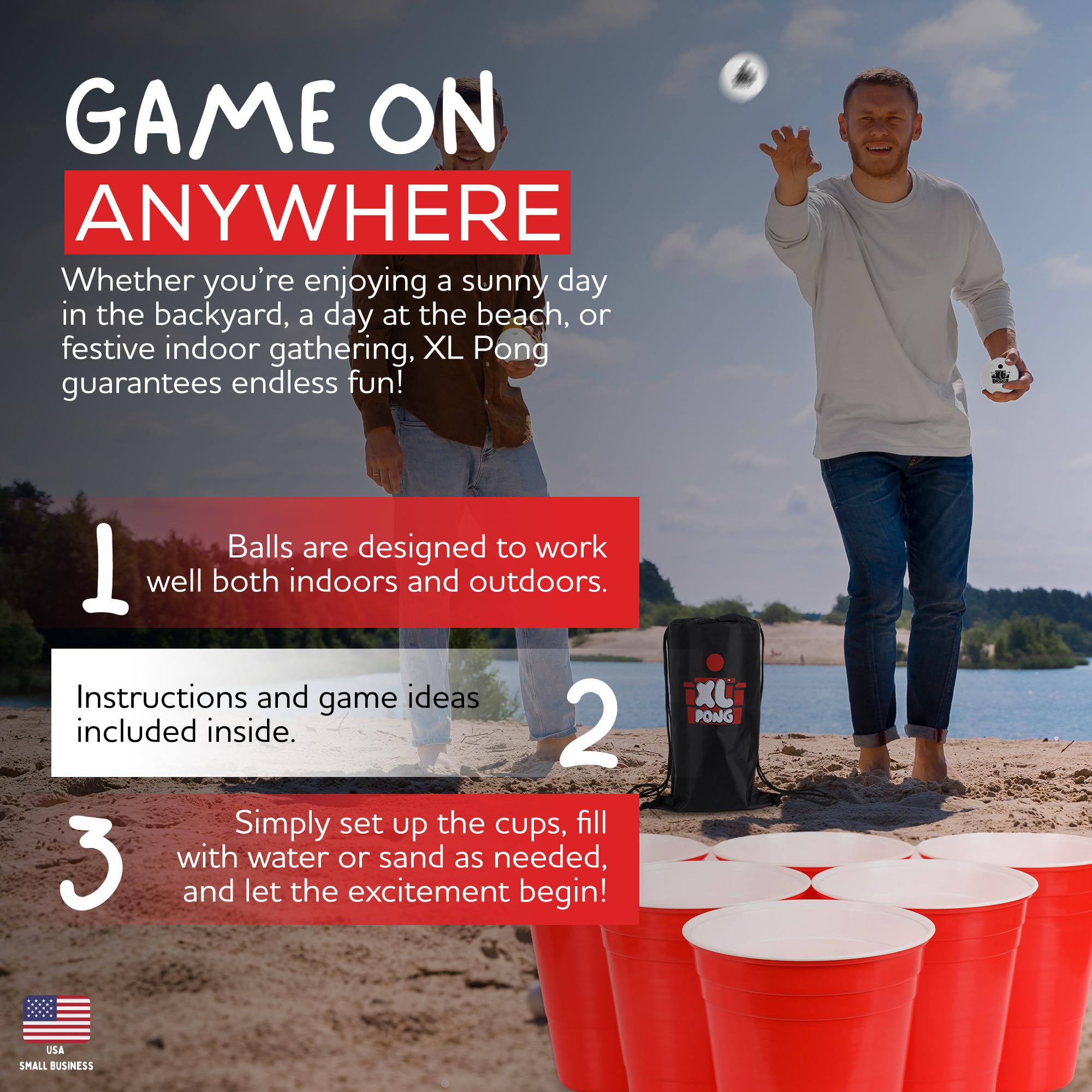 Juego de Pong XL - Set de Pong Gigante con Cubetas - Imagen 3