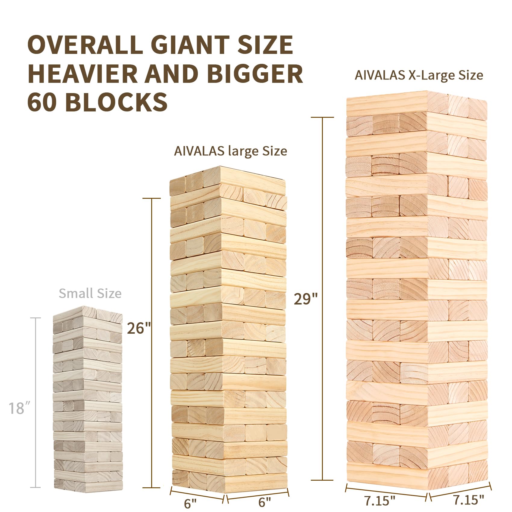 Torre Gigante de Bloques Aivalas Tamaño X-Large, 60 Piezas - Imagen 4