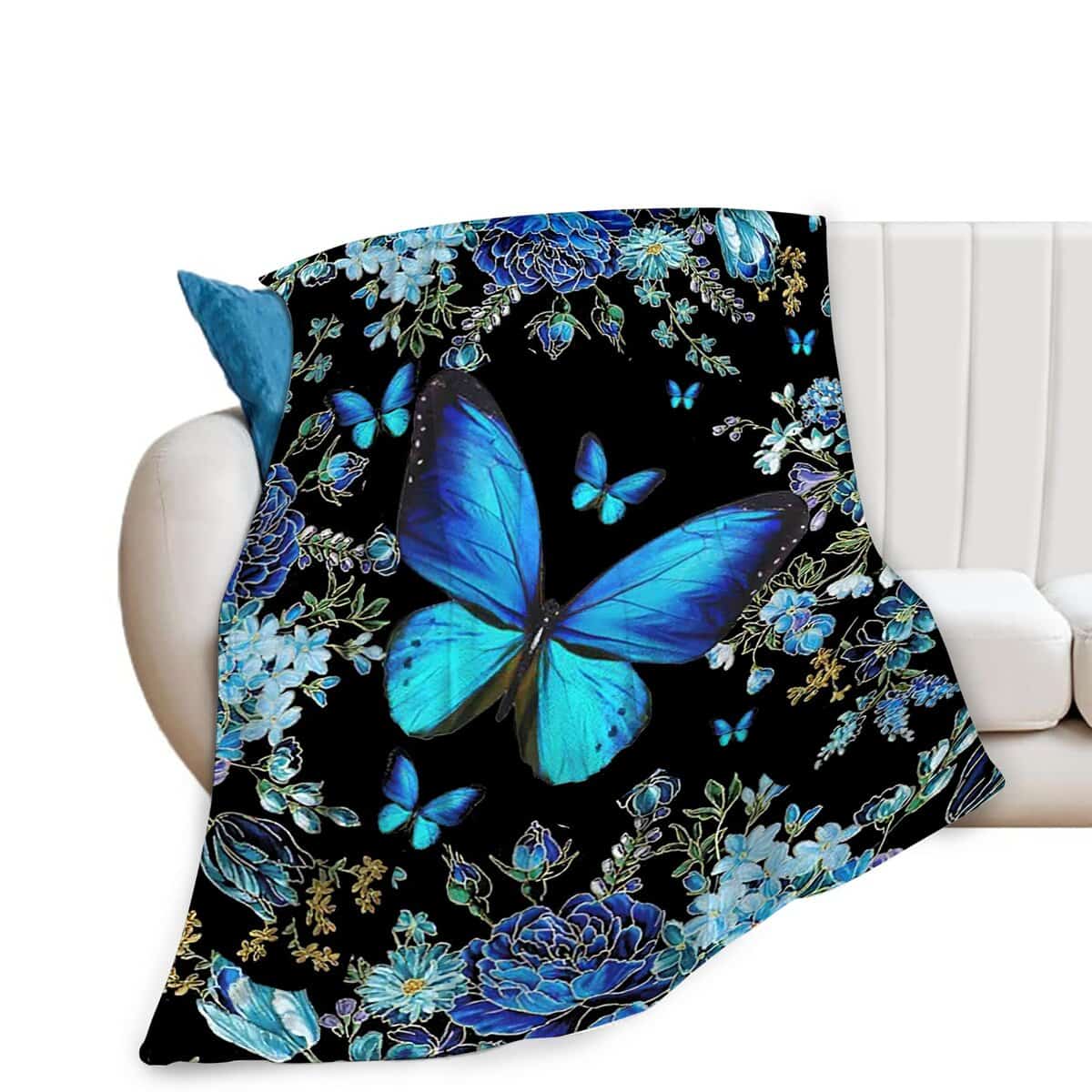 Manta de Mariposa Mariposas Azules Suave y Cálida Mantas de