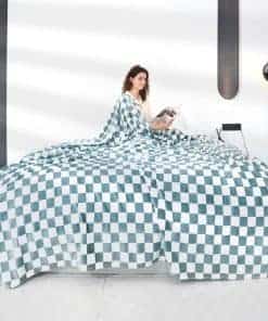 Manta Cálida Suave y Acogedora Manta de Cuadros de Franela