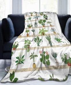 Manta de Lana de Felpa ILEABEC con Estampado de Plantas,