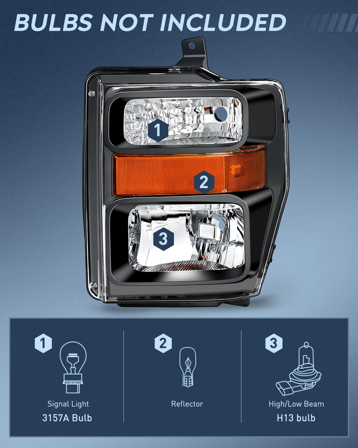 Conjunto de Faros Delanteros Nilight -Negro Carcasa+ Reflect - Imagen 3