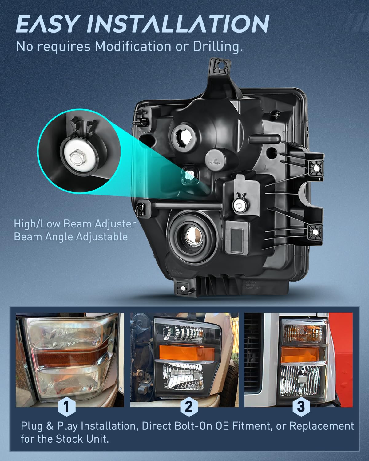 Conjunto de Faros Delanteros Nilight -Negro Carcasa+ Reflect - Imagen 9