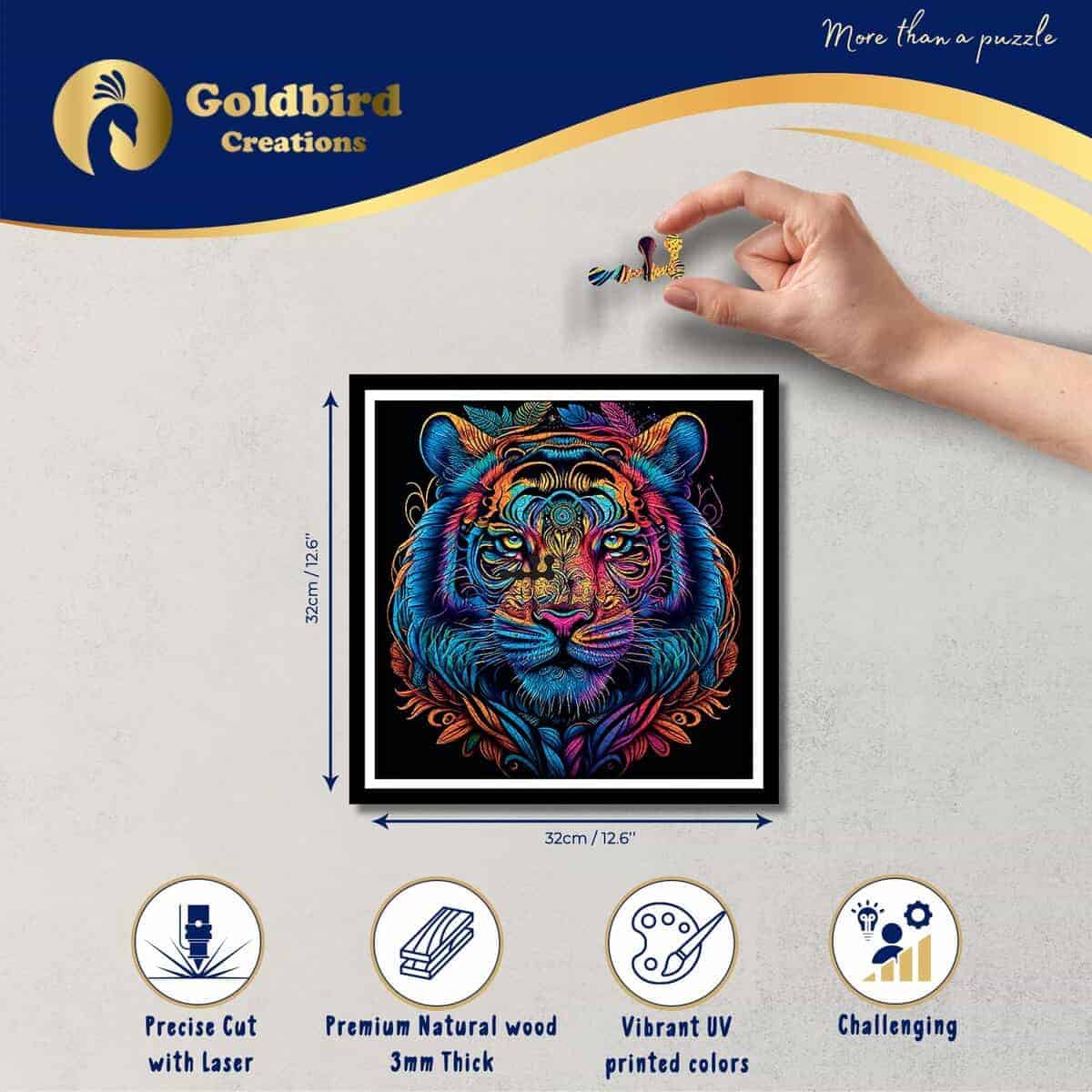 Rompecabezas Magnético de Madera con Marco -Tigre - Imagen 4