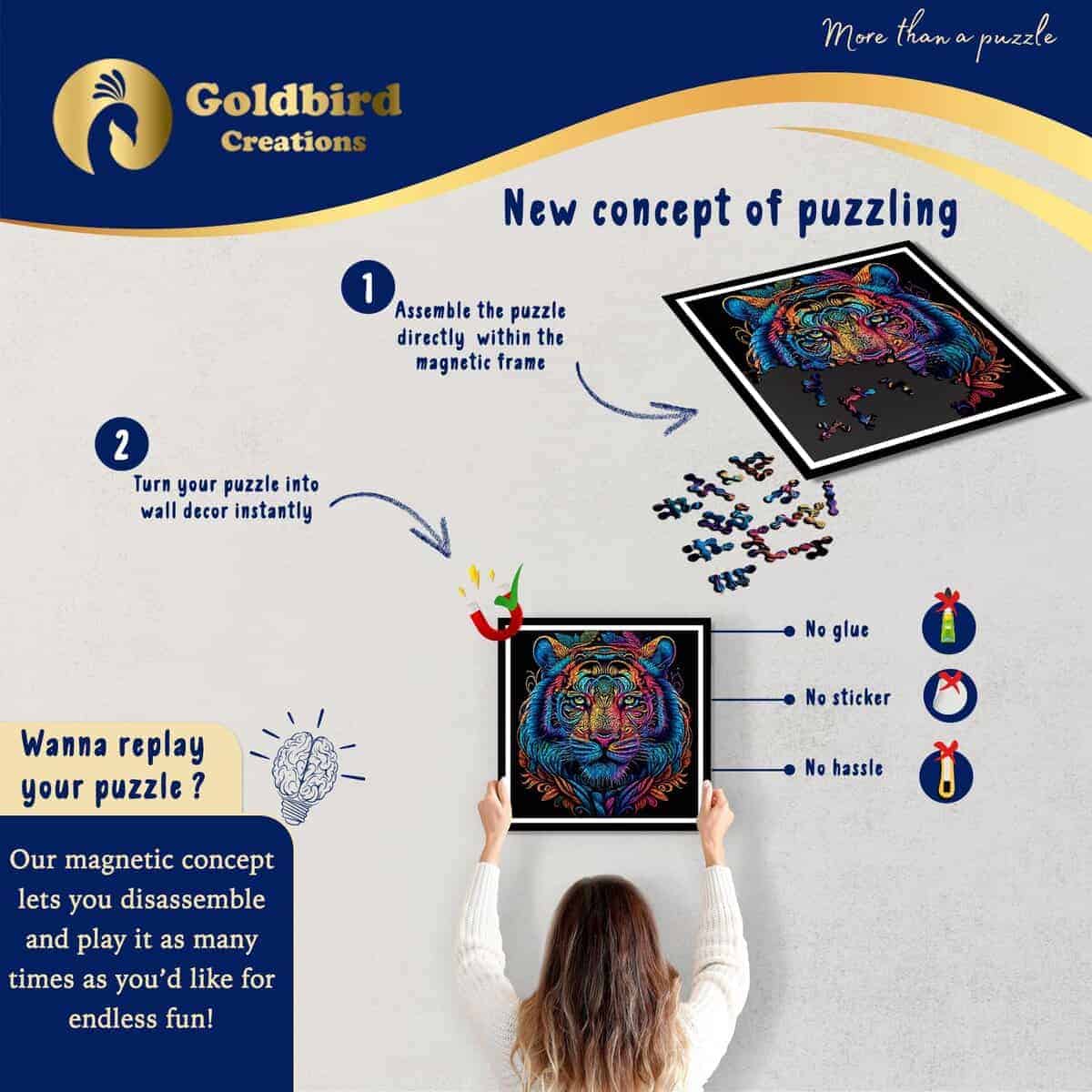 Rompecabezas Magnético de Madera con Marco -Tigre - Imagen 3