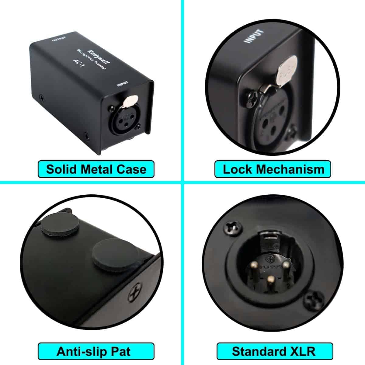 Rodyweil Micrófono preamplificador de ganancia en línea - Imagen 6