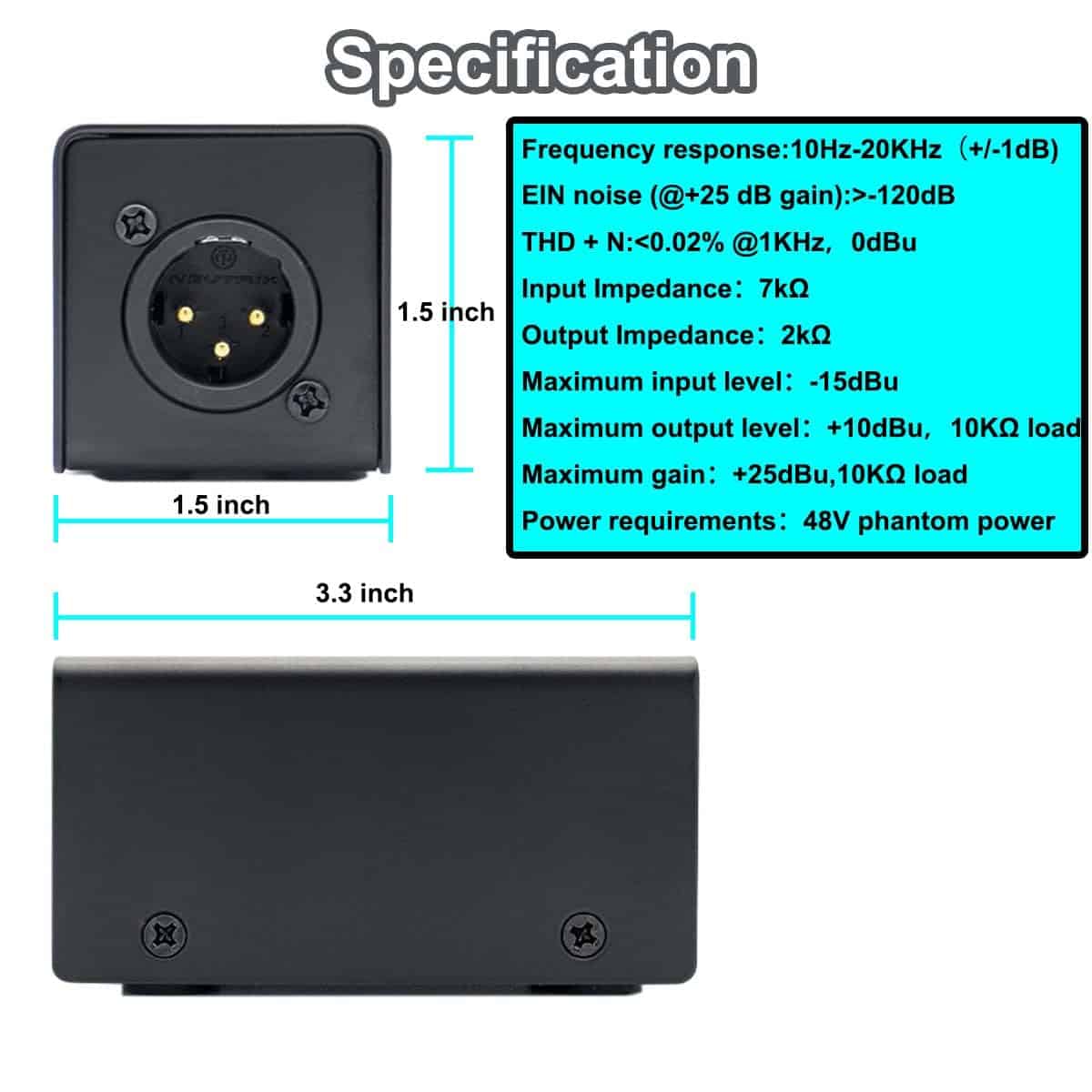 Rodyweil Micrófono preamplificador de ganancia en línea - Imagen 9
