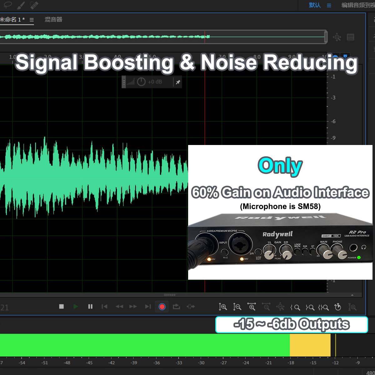 Rodyweil Micrófono preamplificador de ganancia en línea - Imagen 3