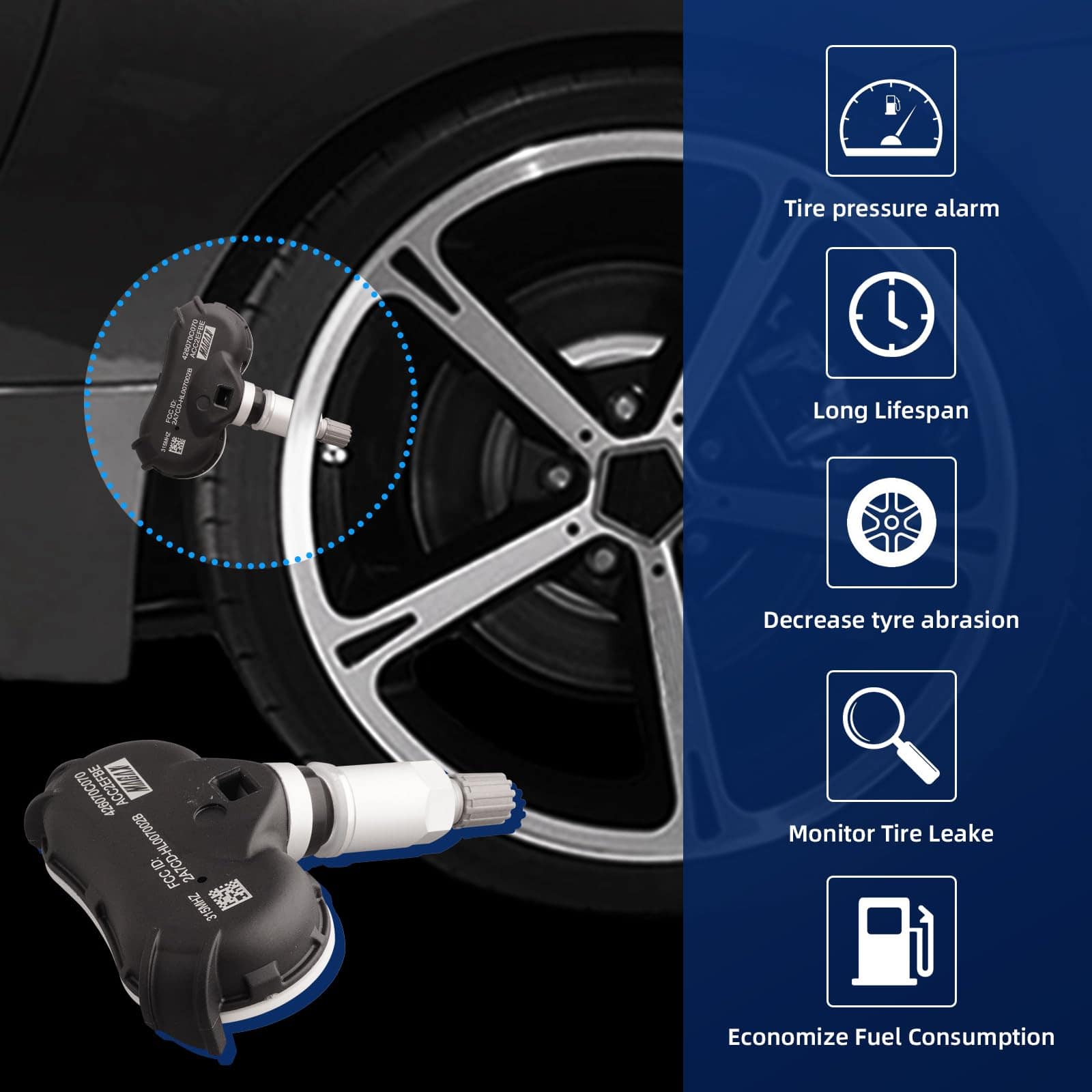 MACAX 4Pzas TPMS Sensor de Monitoreo de Presión de - Imagen 4
