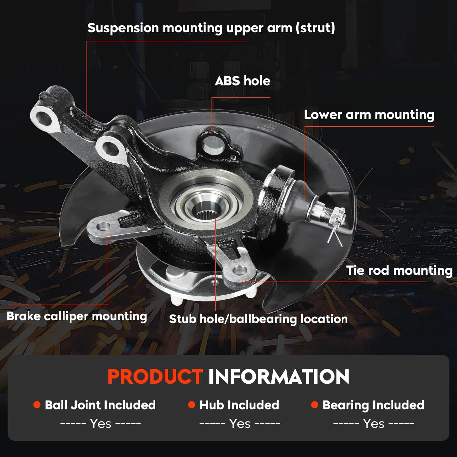 Maza delantera del cojinete del cubo de la rueda y soporte - Imagen 7