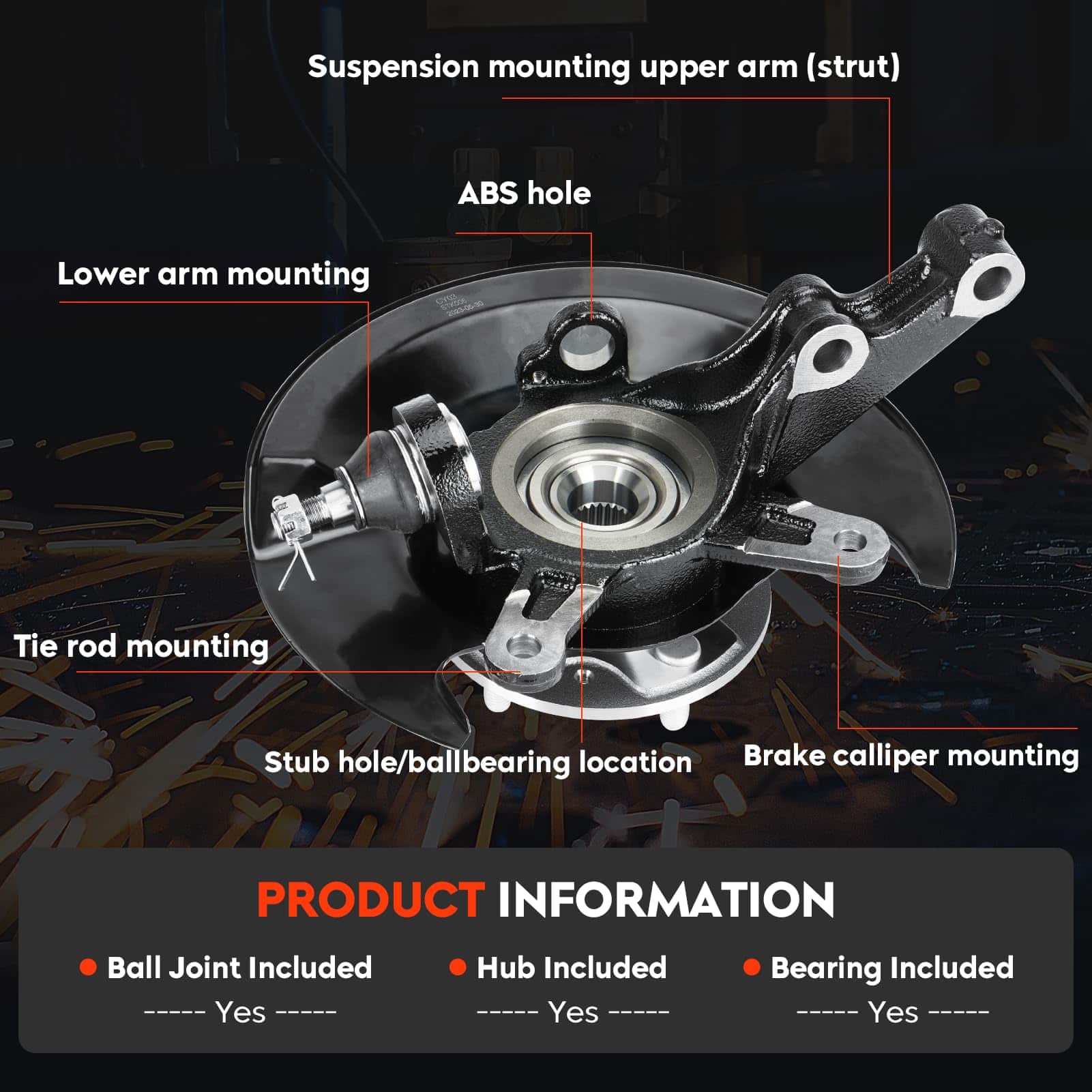 Maza de Rueda y Ensamble de Rodilla de Dirección Delantera - Imagen 7