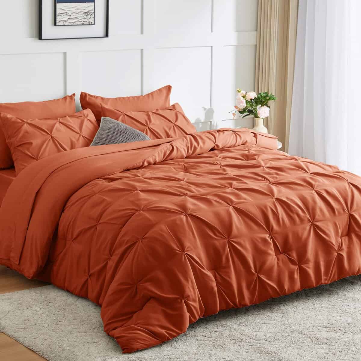 Juego de Cama Naranja CozyLux Tamaño Completo - Set de 7