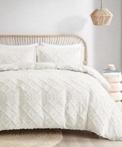 Juego de Funda de Edredón Codi Twyla Tamaño King, Blanco,