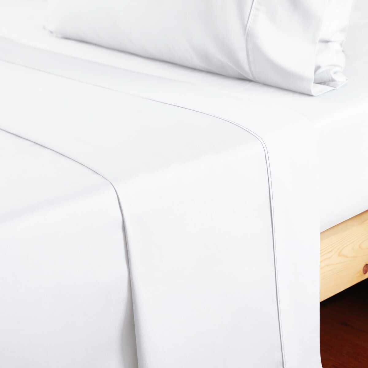 Sábana Plana de Algodón Cal King, 600 Hilos -Blanco - Imagen 8