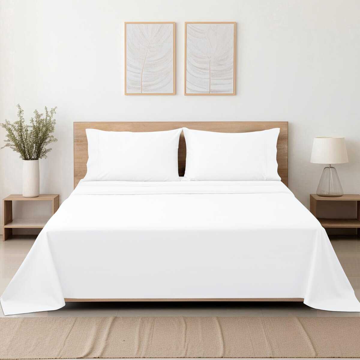 Sábana Plana de Algodón Cal King, 600 Hilos -Blanco - Imagen 9