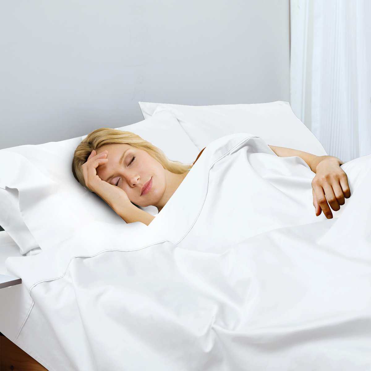 Sábana Plana de Algodón Cal King, 600 Hilos -Blanco - Imagen 7